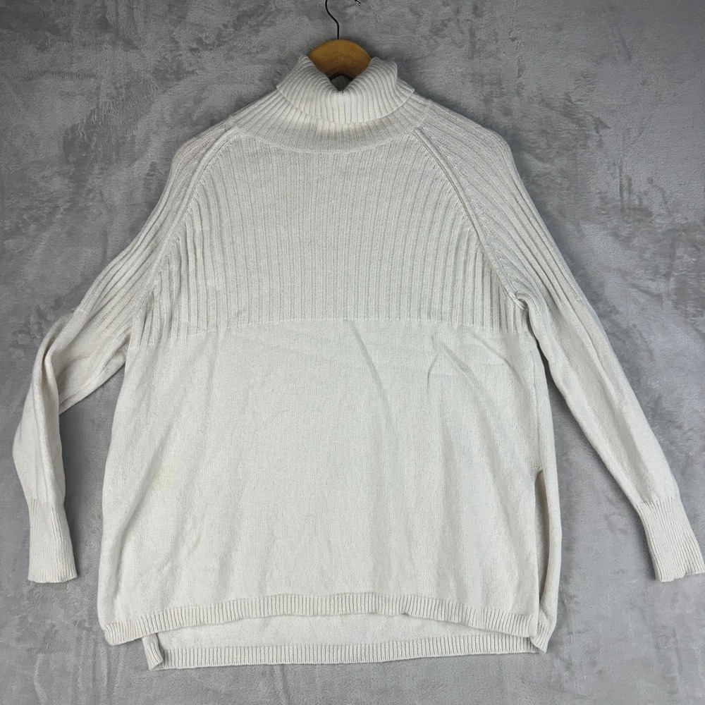 Zaket & Plover Cream Ribbed‎ Turtleneck Sweater Knit Long Sleeve Merino Wool XS
